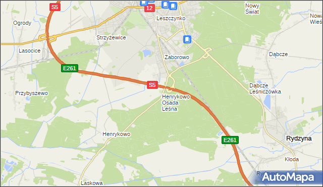 mapa Henrykowo Osada Leśna, Henrykowo Osada Leśna na mapie Targeo