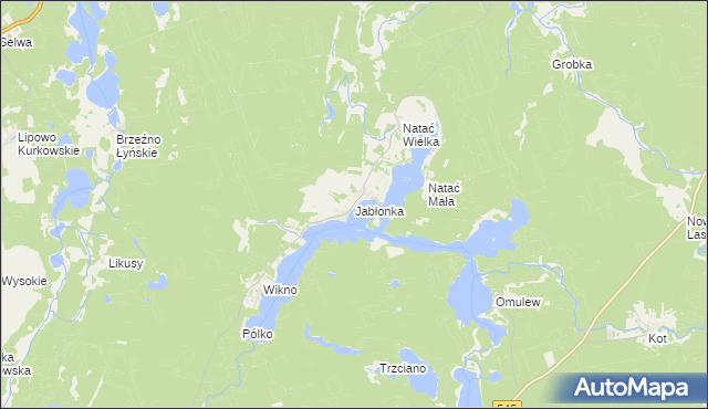 mapa Jabłonka gmina Nidzica, Jabłonka gmina Nidzica na mapie Targeo