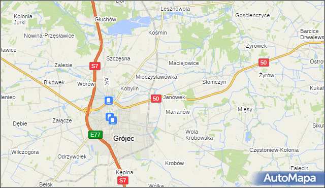 mapa Janówek gmina Grójec, Janówek gmina Grójec na mapie Targeo