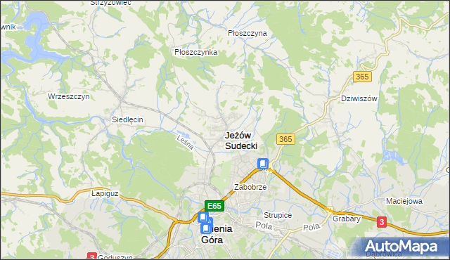 mapa Jeżów Sudecki, Jeżów Sudecki na mapie Targeo
