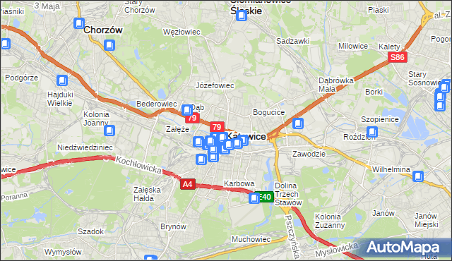 mapa Katowic, Katowice na mapie Targeo