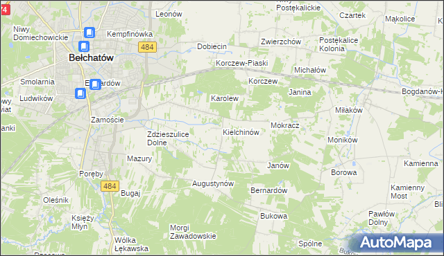 mapa Kielchinów, Kielchinów na mapie Targeo