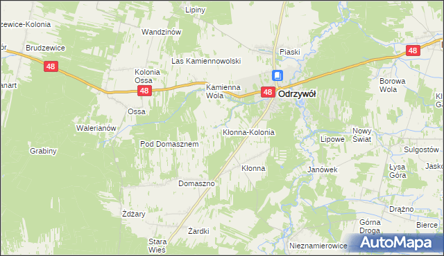 mapa Kłonna-Kolonia, Kłonna-Kolonia na mapie Targeo