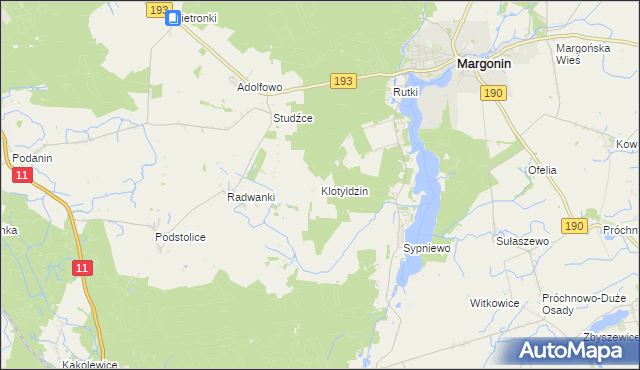 mapa Klotyldzin, Klotyldzin na mapie Targeo