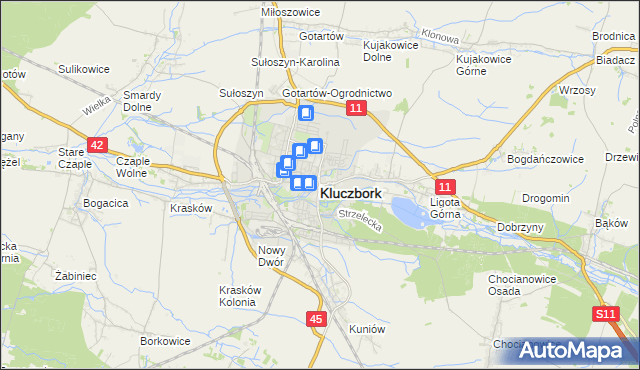 mapa Kluczbork, Kluczbork na mapie Targeo