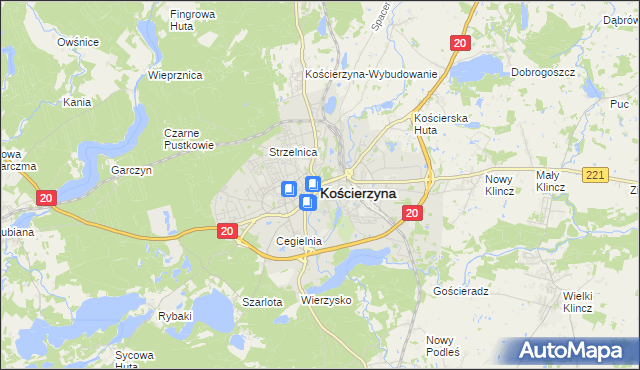 mapa Kościerzyna, Kościerzyna na mapie Targeo