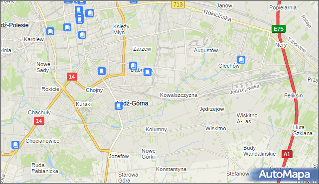 mapa Kowalszczyzna gmina Łódź, Kowalszczyzna gmina Łódź na mapie Targeo