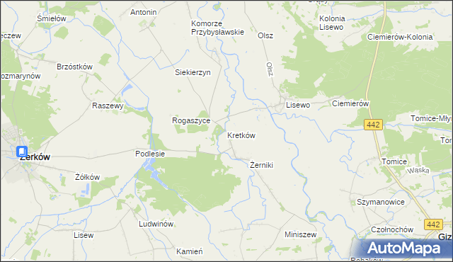 mapa Kretków, Kretków na mapie Targeo