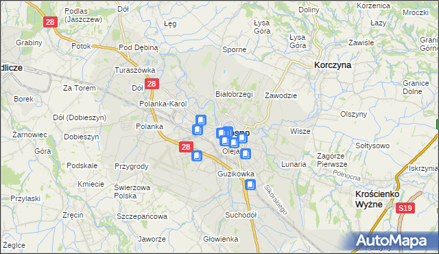 mapa Krosna, Krosno na mapie Targeo