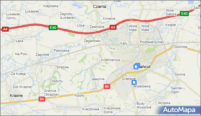 mapa Krzemienica gmina Czarna, Krzemienica gmina Czarna na mapie Targeo