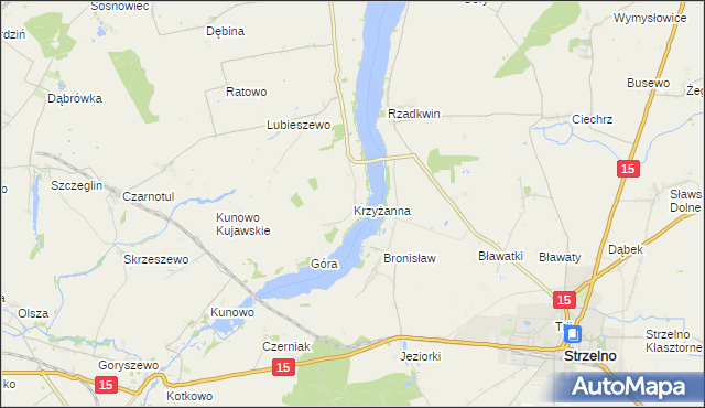 mapa Krzyżanna, Krzyżanna na mapie Targeo