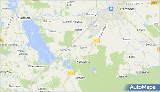 mapa Laski gmina Parczew, Laski gmina Parczew na mapie Targeo