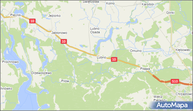 mapa Lubno gmina Wałcz, Lubno gmina Wałcz na mapie Targeo