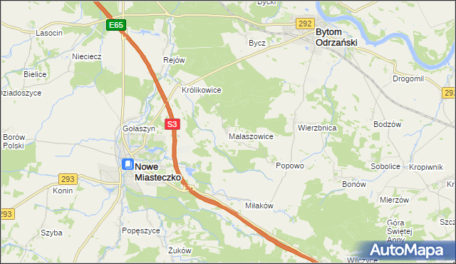 mapa Małaszowice, Małaszowice na mapie Targeo