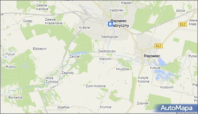 mapa Marynin gmina Rejowiec, Marynin gmina Rejowiec na mapie Targeo