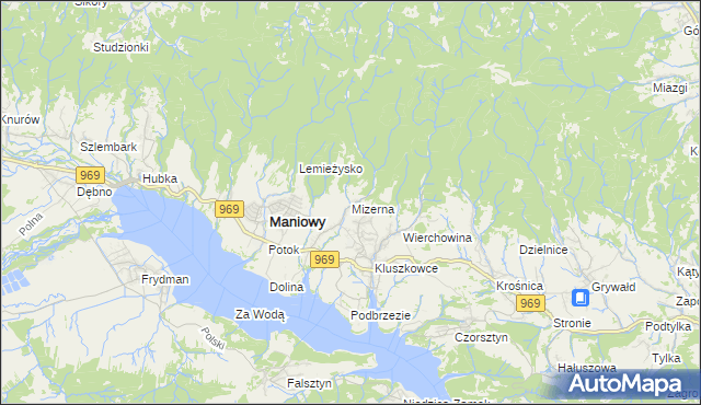 mapa Mizerna, Mizerna na mapie Targeo