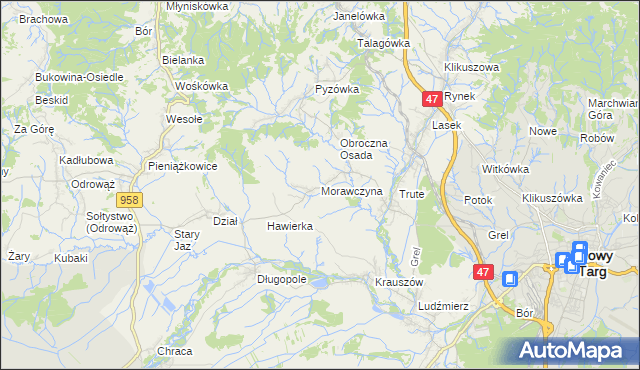 mapa Morawczyna, Morawczyna na mapie Targeo
