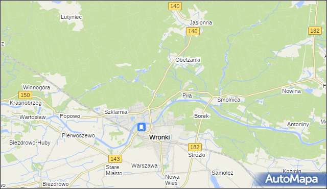 mapa Nadolnik gmina Wronki, Nadolnik gmina Wronki na mapie Targeo