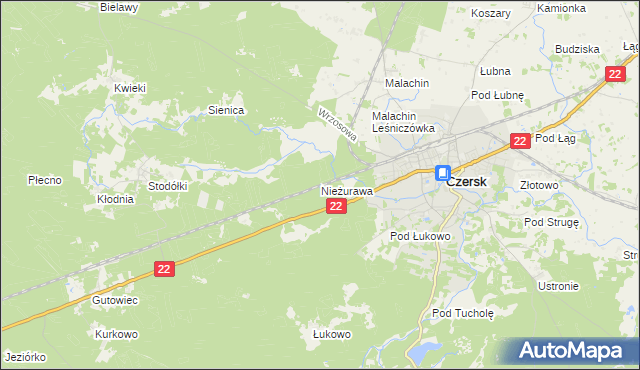 mapa Nieżurawa, Nieżurawa na mapie Targeo