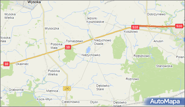 mapa Nieżychowo, Nieżychowo na mapie Targeo