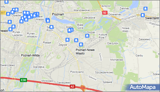 mapa Nowe Miasto gmina Poznań, Nowe Miasto gmina Poznań na mapie Targeo