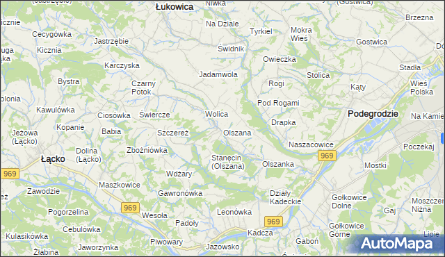 mapa Olszana, Olszana na mapie Targeo