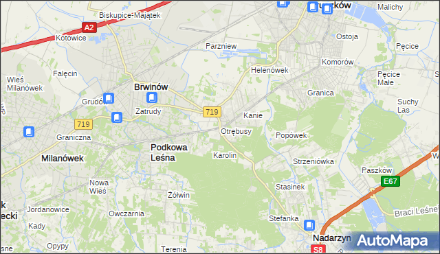 mapa Otrębusy, Otrębusy na mapie Targeo