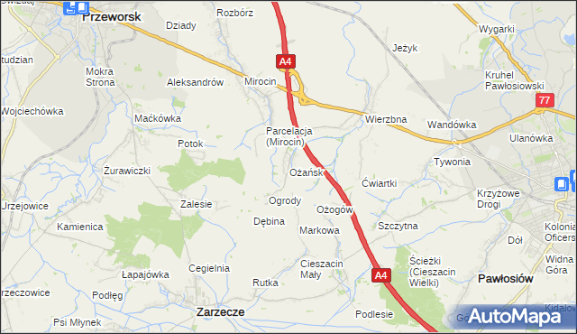 mapa Ożańsk, Ożańsk na mapie Targeo