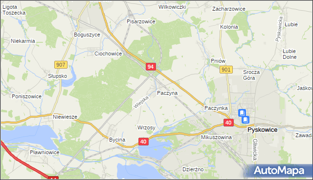 mapa Paczyna, Paczyna na mapie Targeo