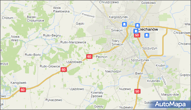 mapa Pęchcin, Pęchcin na mapie Targeo