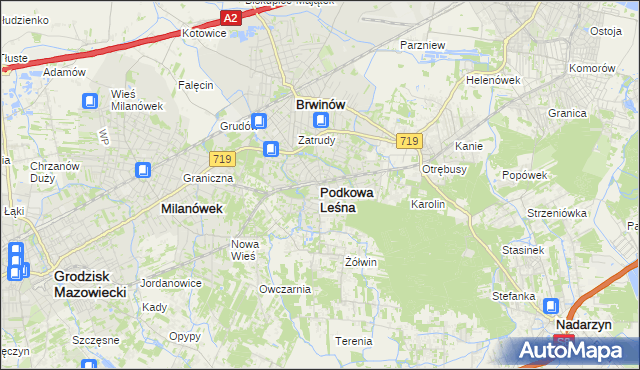 mapa Podkowa Leśna, Podkowa Leśna na mapie Targeo