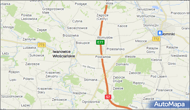 mapa Poskwitów, Poskwitów na mapie Targeo