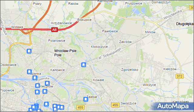 mapa Psie Pole gmina Wrocław, Psie Pole gmina Wrocław na mapie Targeo