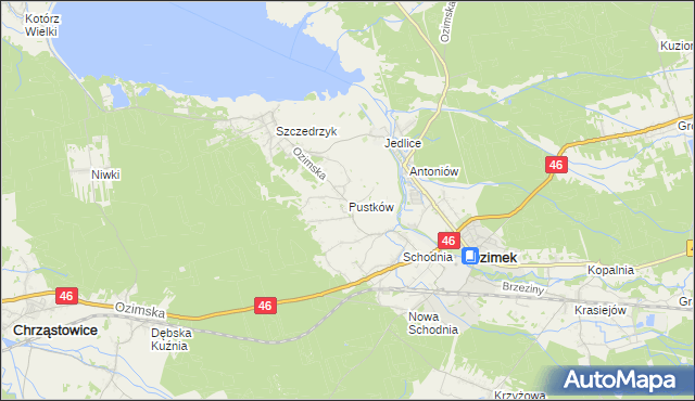 mapa Pustków gmina Ozimek, Pustków gmina Ozimek na mapie Targeo