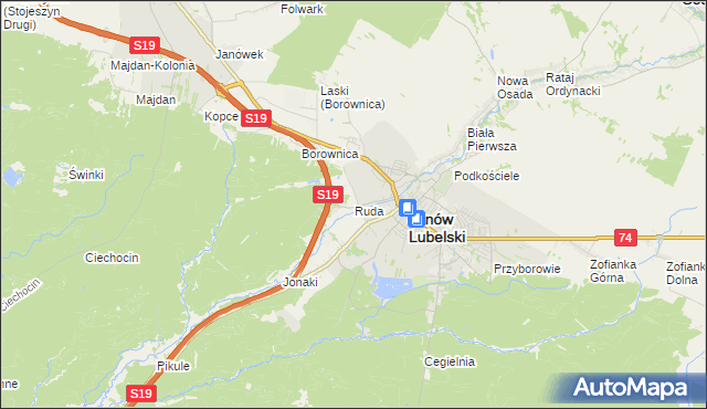 mapa Ruda gmina Janów Lubelski, Ruda gmina Janów Lubelski na mapie Targeo