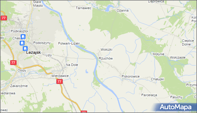 mapa Rzuchów gmina Leżajsk, Rzuchów gmina Leżajsk na mapie Targeo