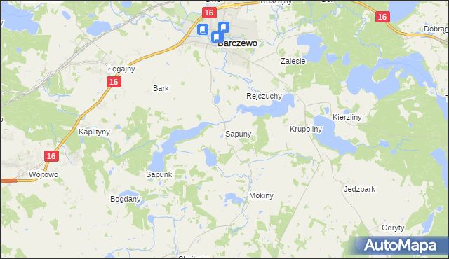 mapa Sapuny, Sapuny na mapie Targeo