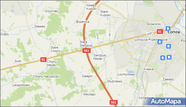 mapa Sierzputy Młode, Sierzputy Młode na mapie Targeo