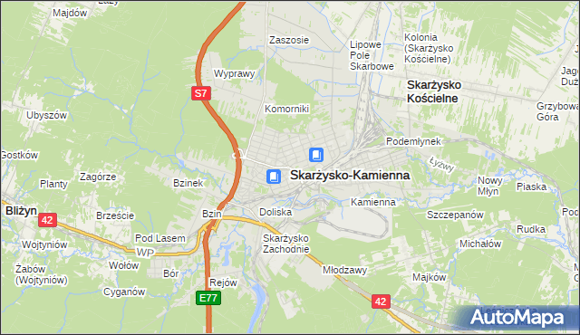 mapa Skarżysko-Kamienna, Skarżysko-Kamienna na mapie Targeo