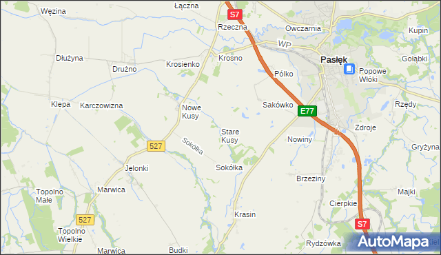 mapa Stare Kusy, Stare Kusy na mapie Targeo