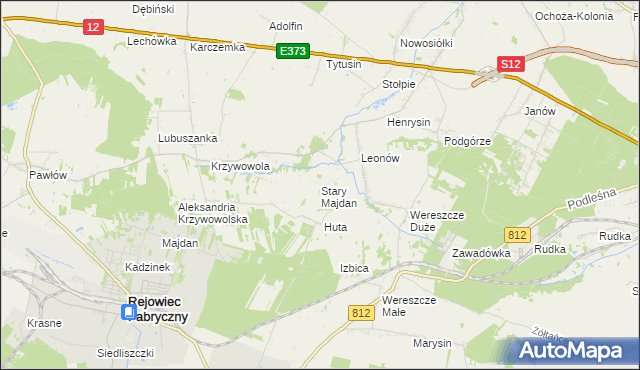 mapa Stary Majdan gmina Rejowiec, Stary Majdan gmina Rejowiec na mapie Targeo