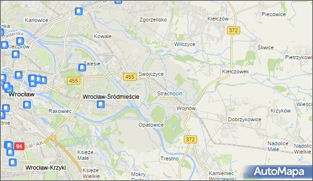 mapa Strachocin gmina Wrocław, Strachocin gmina Wrocław na mapie Targeo