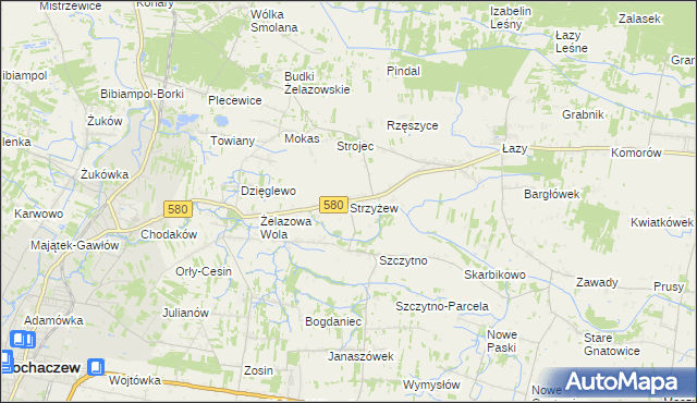 mapa Strzyżew gmina Kampinos, Strzyżew gmina Kampinos na mapie Targeo