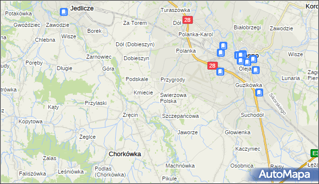 mapa Świerzowa Polska, Świerzowa Polska na mapie Targeo