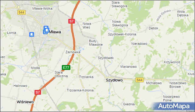 mapa Szydłówek gmina Szydłowo, Szydłówek gmina Szydłowo na mapie Targeo