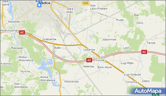 mapa Ujrzanów, Ujrzanów na mapie Targeo
