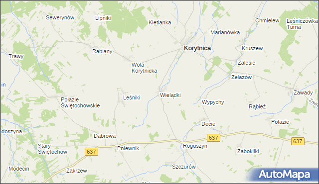 mapa Wielądki, Wielądki na mapie Targeo