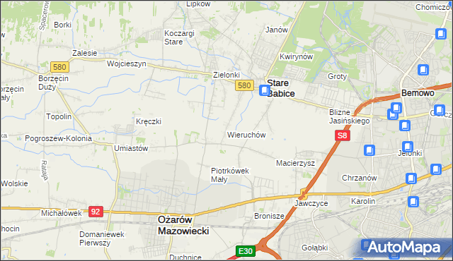 mapa Wieruchów, Wieruchów na mapie Targeo