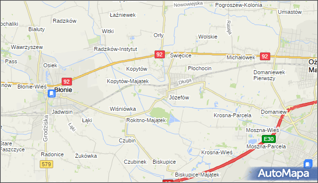 mapa Wolica gmina Ożarów Mazowiecki, Wolica gmina Ożarów Mazowiecki na mapie Targeo