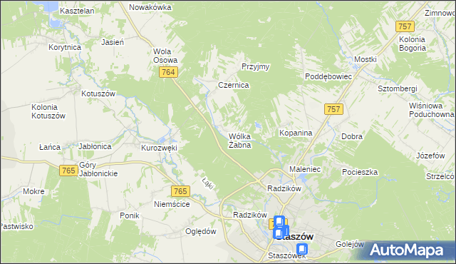 mapa Wólka Żabna, Wólka Żabna na mapie Targeo